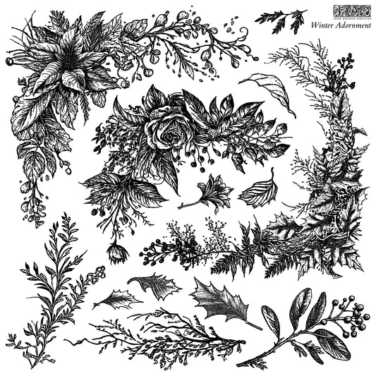 Winter Adornment 12x12 IOD Stamp (2 sheets)