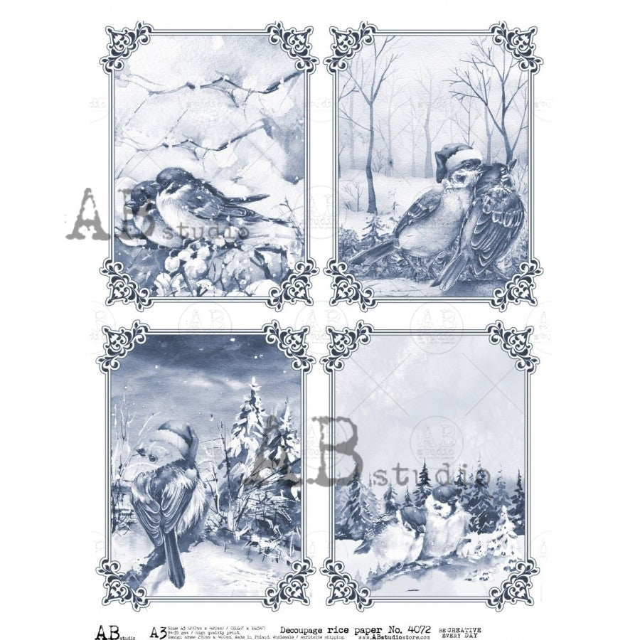 A3 Another Christmas Birds in Blue (AB Studio No4072)