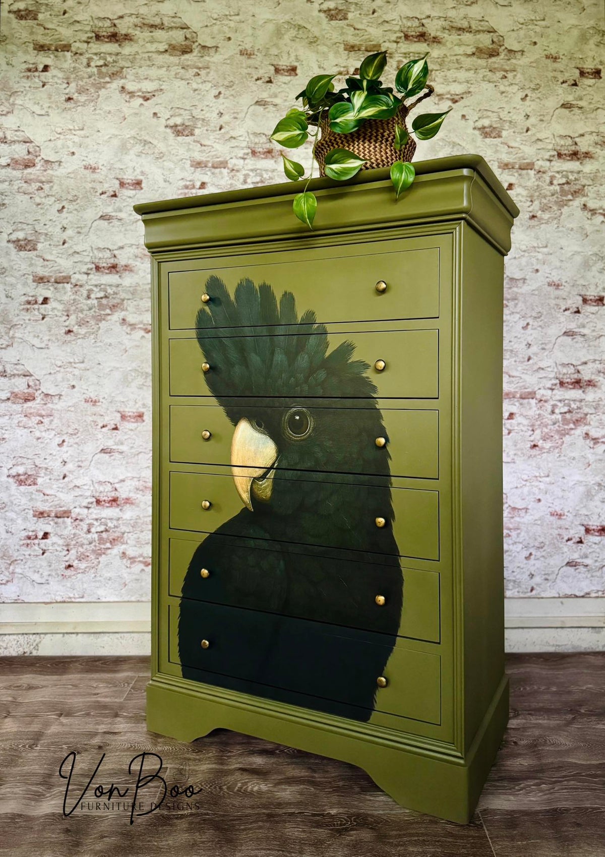 Black Cockatoo - 23.4" x 33.1" A1 Size Decoupage Paper - Mint by Michelle