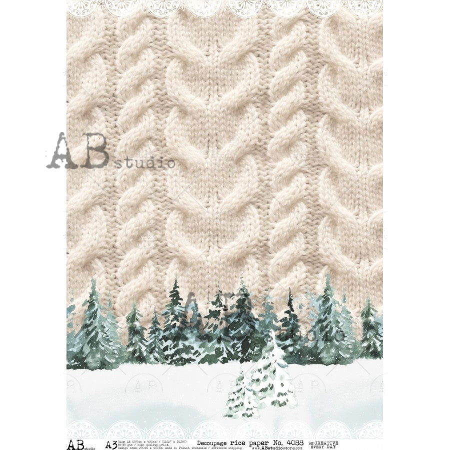 A3 Cozy Christmas Sweater Decoupage Rice Paper (AB Studio No4088)