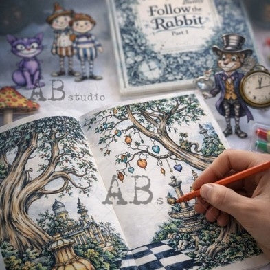Follow the Rabbit Part 1 Cut & Collage Coloring Book