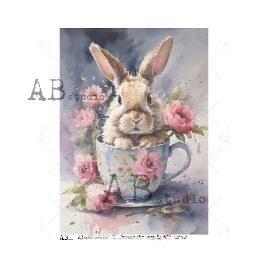 A3 Cup O' Bunny Rice Paper (AB Studio ID-4300)