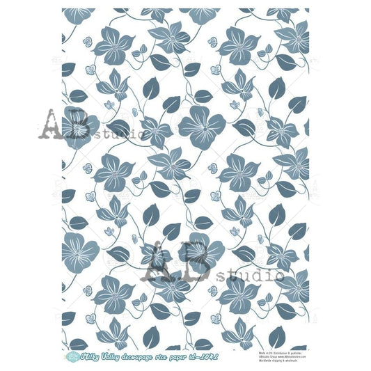 A4 Blue Meadow Vines Rice Paper (Milky Valley ID-1041)