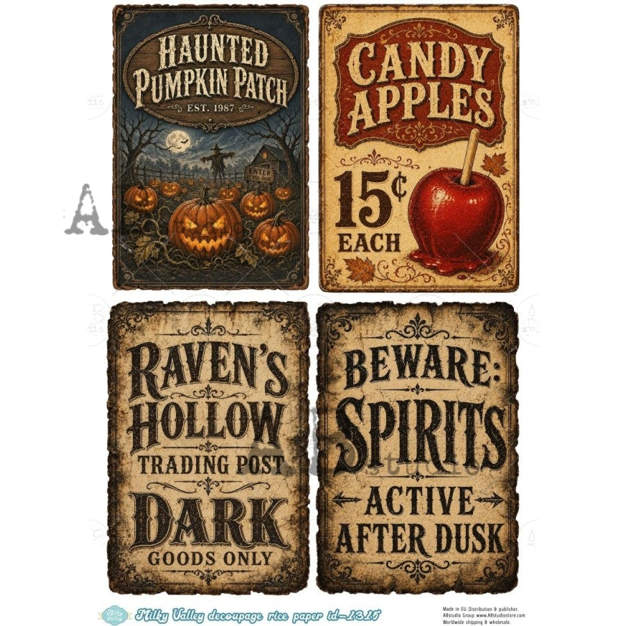 A4 Haunted Harvest Market Signs (Milky Valley ID-1315)