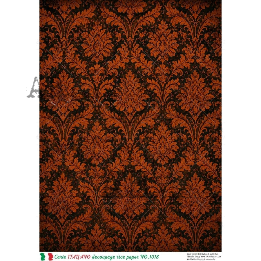 A4 Burnt Orange Damask (Carte Italiano NO. 1018)