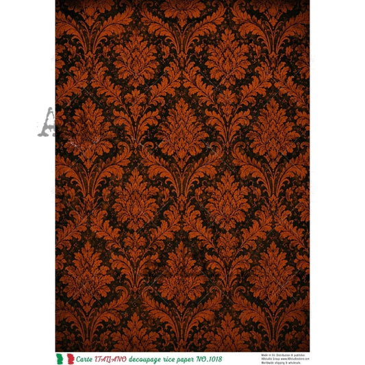 A4 Burnt Orange Damask (Carte Italiano NO. 1018)