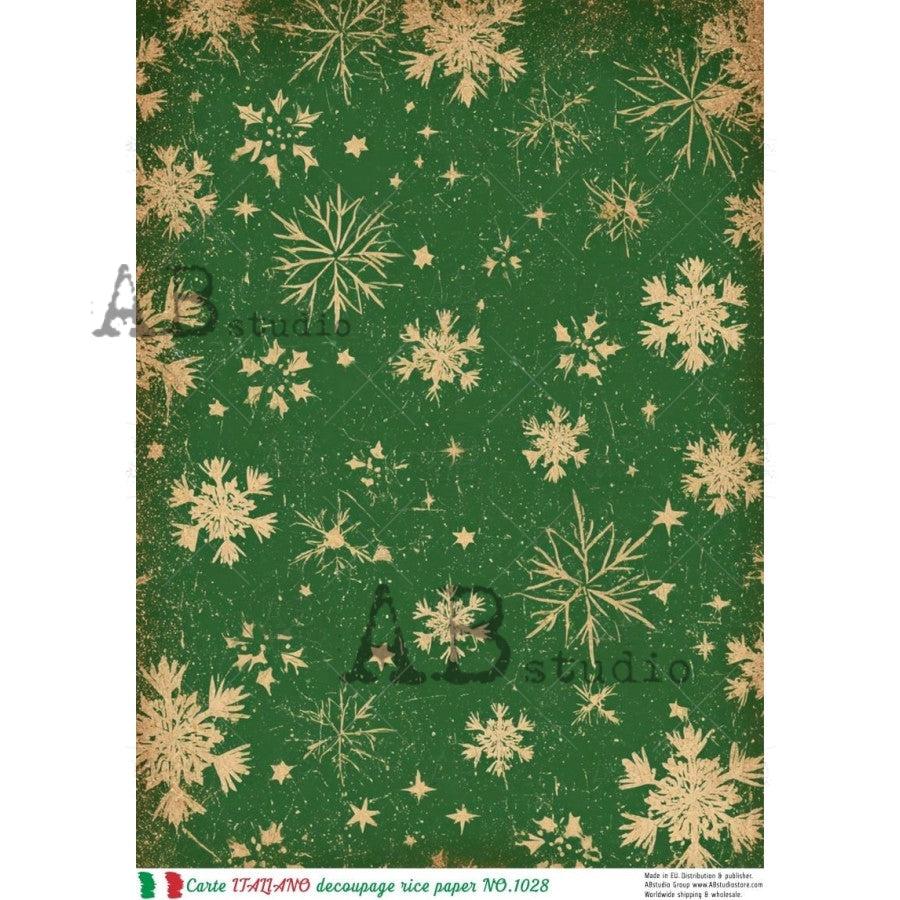 A4 Vintage Evergreen Snowflakes (Carte Italiano NO. 1028)