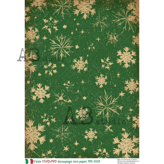 A4 Vintage Evergreen Snowflakes (Carte Italiano NO. 1028)