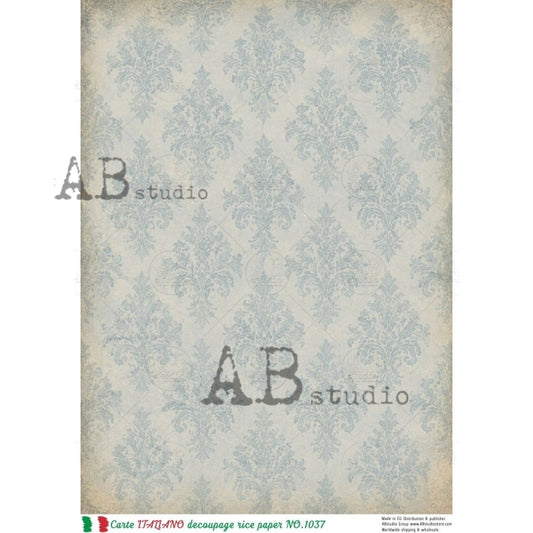 A4 Faded Blue Damask (Carte Italiano NO. 1037)