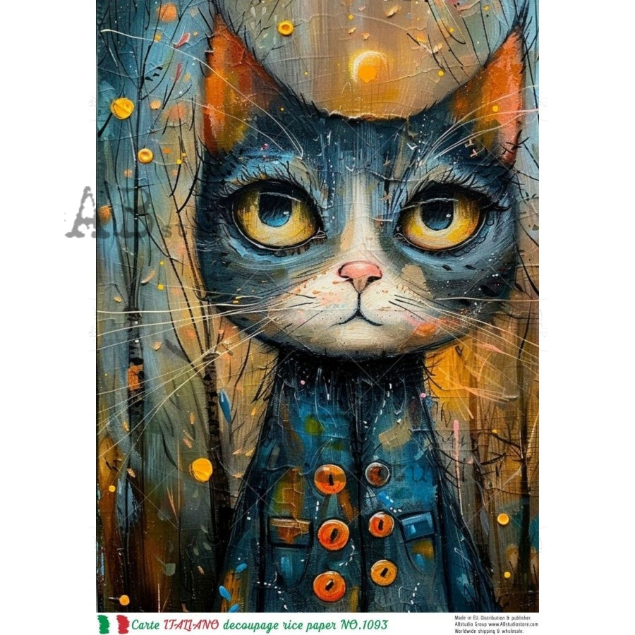 A4 Whimsical Midnight Cat (Carte Italiano NO. 1093)