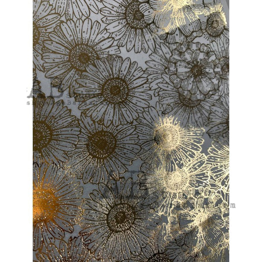 A4 Gold Sunflower Vellum Decoupage Paper (0143)