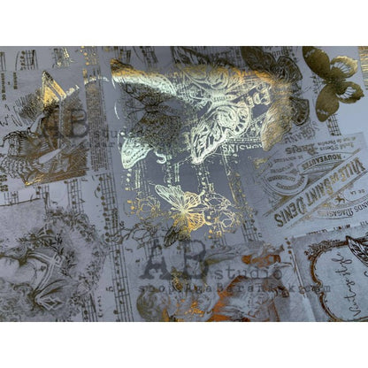 A4 Gold Sunflower Vellum Decoupage Paper (0413)