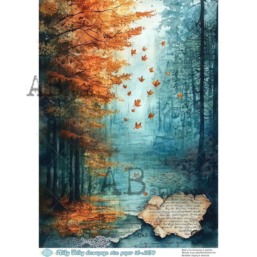 A4 Autumn Forest Decoupage Rice Paper (Milky Valley ID-1270)