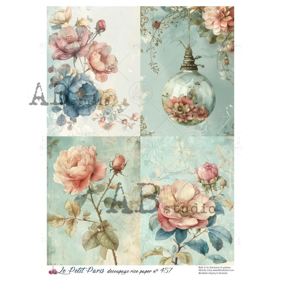A4 Botanical Daydream Decoupage Rice Paper (Le Petit Paris no 457)