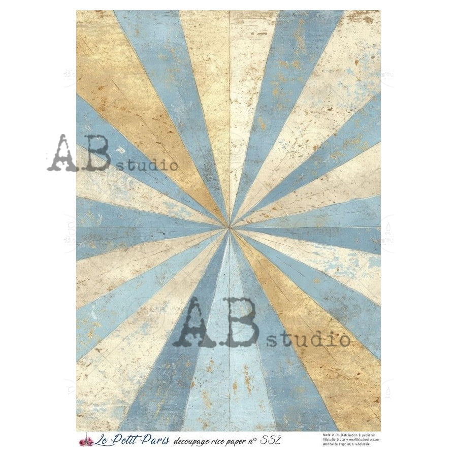 A4 Faded Sunburst Decoupage Rice Paper (Le Petit Paris no 552)