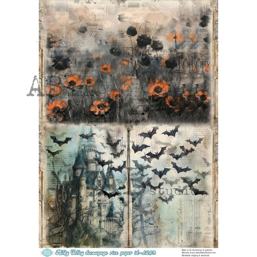 A4 Midnight Manor Decoupage Rice Paper (AB Studio No1263)