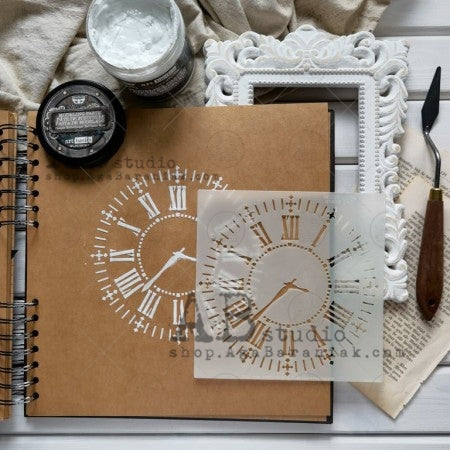 Clock - 6x6 Stencil - ID-368