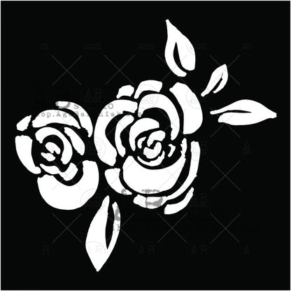 Painterly Rose Duo - 6x6 Stencil - ID-135