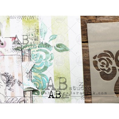 Painterly Rose Duo - 6x6 Stencil - ID-135