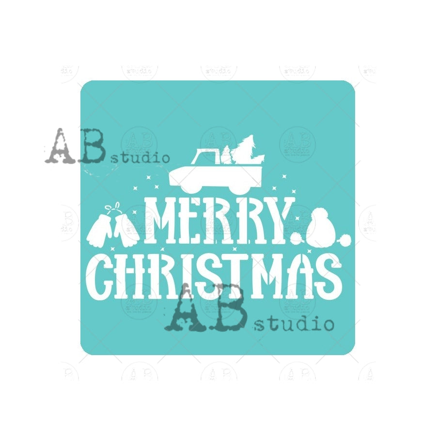 Merry Christmas - 6x6 Stencil - ID-510