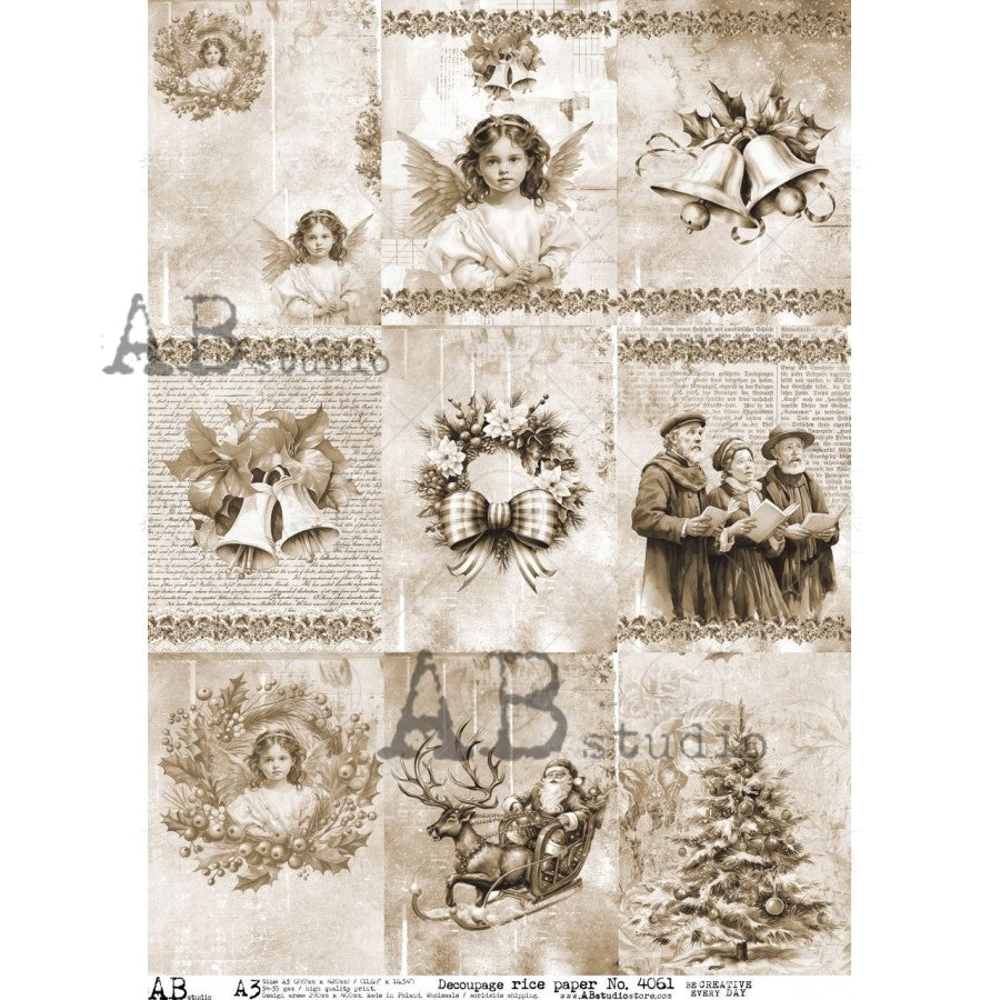 A3 Vintage Holiday Memories Decoupage Rice Paper (AB Studio No4061)