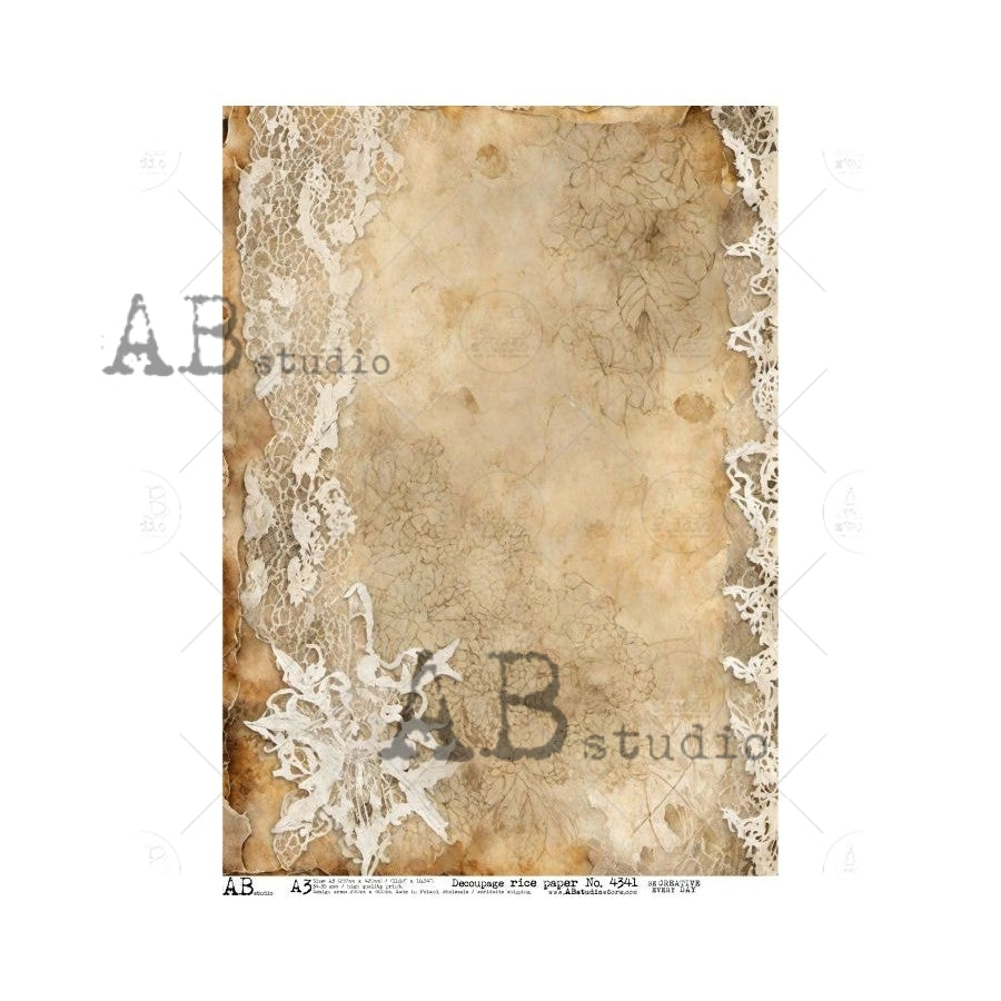 A3 Vintage Lace Background Decoupage Rice Paper (AB Studio No4341)