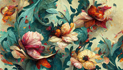 Wave of Florals - 23.4" x 33.1" A1 Size Decoupage Paper - Mint by Michelle