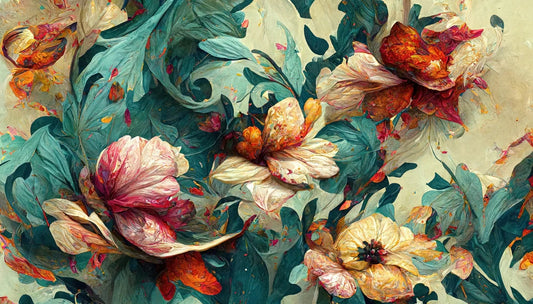 Wave of Florals - 23.4" x 33.1" A1 Size Decoupage Paper - Mint by Michelle