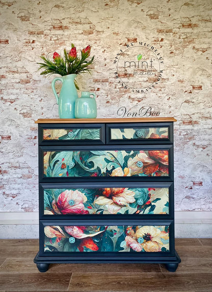 Wave of Florals - 23.4" x 33.1" A1 Size Decoupage Paper - Mint by Michelle