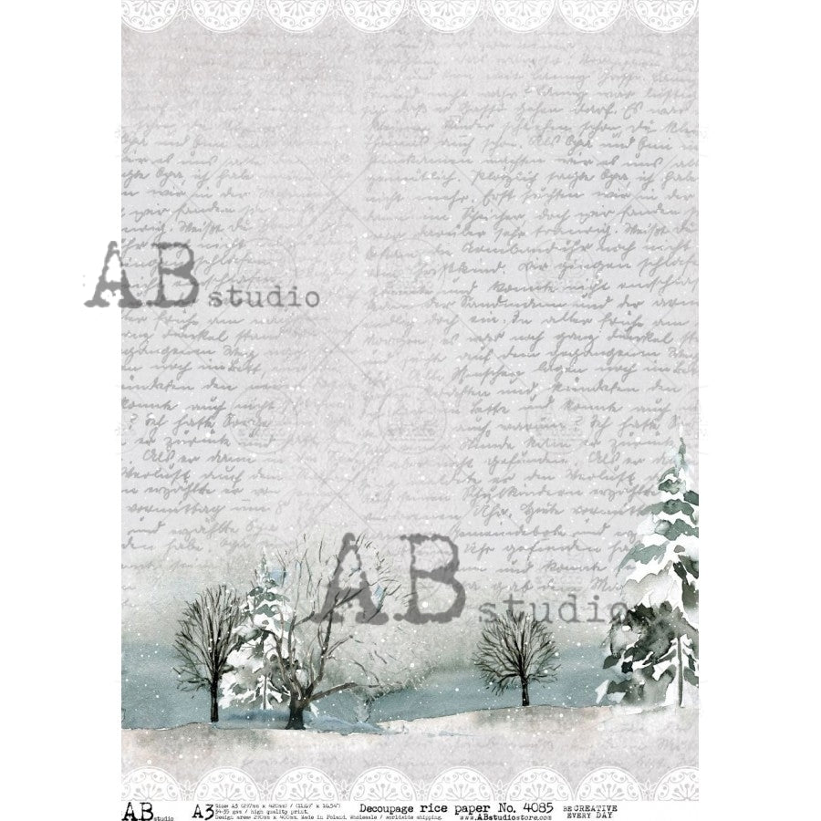 A3 Winter Whispers Decoupage Rice Paper (AB Studio No4085)